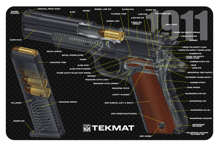 TekMat 1911 3D Cutaway Diagram Gun Cleaning Mat 11"x17" Rubber