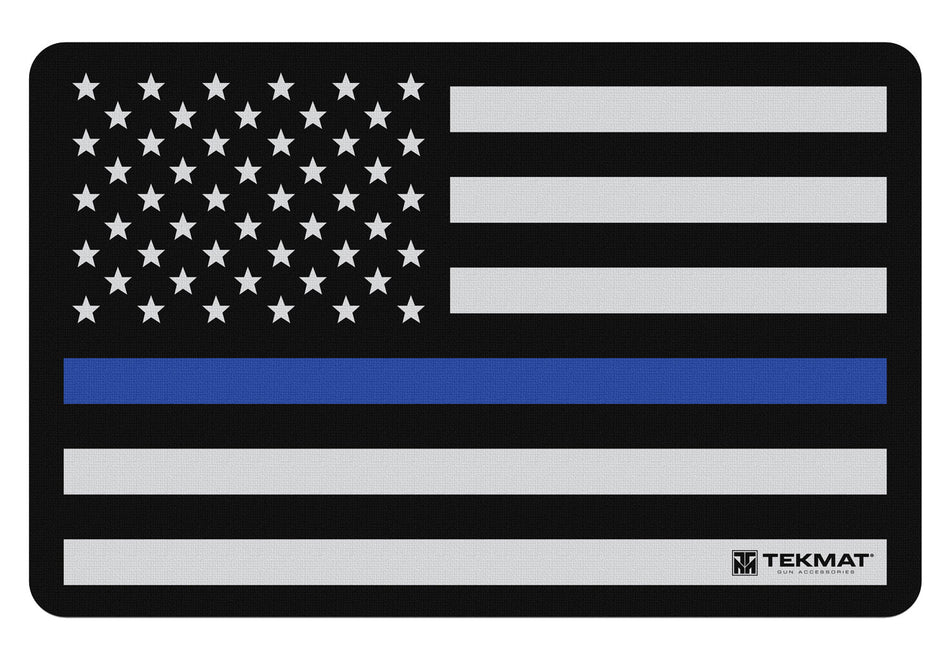 TekMat Police Thin Blue Line Flag Rubber Gun Cleaning Mat 11"x17"