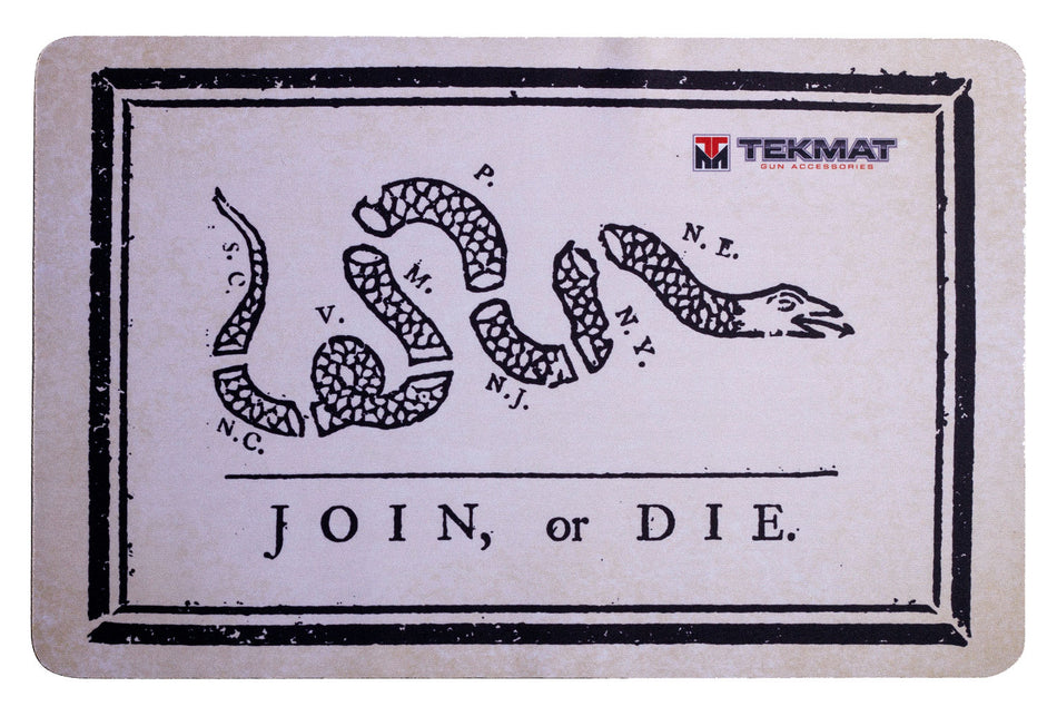 TekMat Join or Die Colonial Snake Gun Cleaning Mat Black White 11"x17"