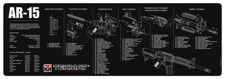 TekMat TEKR36AR15 AR-15 Oversized Cleaning Mat 12"x36" Black/White Rubber