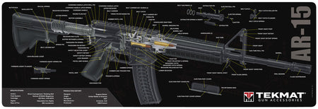TekMat TEKR36AR15 AR-15 3D Cutaway Oversized Cleaning Mat 12"x36" Black/White
