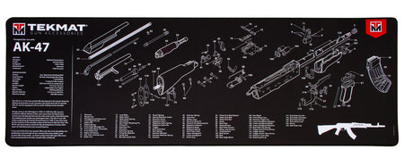 TekMat TEKR44AK47 AK-47 Ultra 44 Cleaning Mat 15"x44" Black/White Rubber