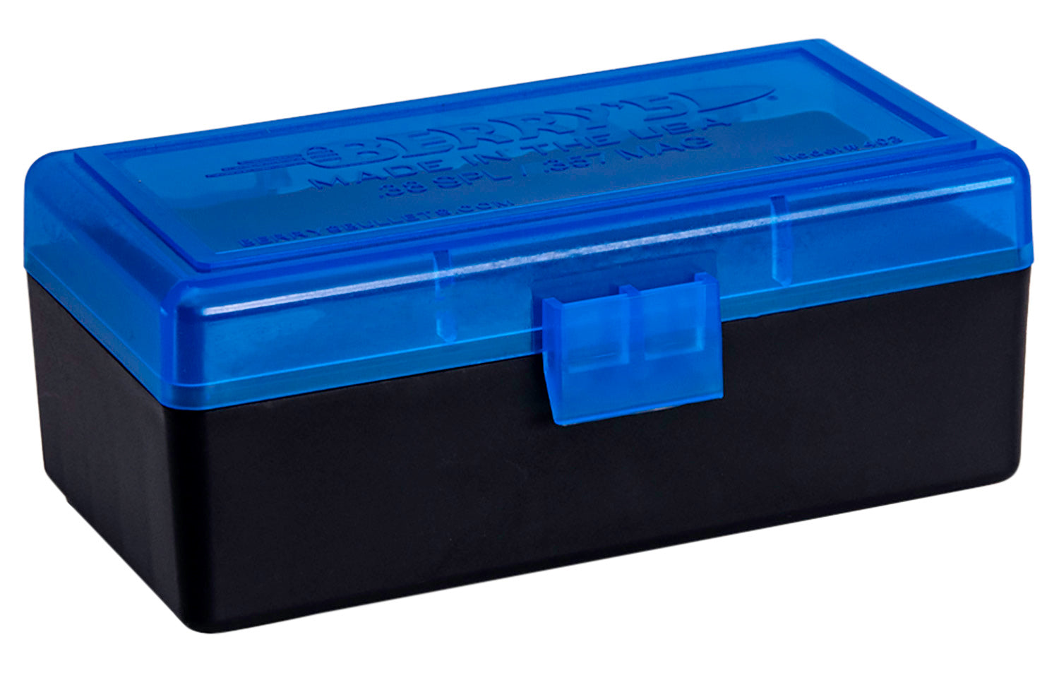 Berry's 38 Special/357 Mag 50-Round Ammo Storage Box Blue and Black Polypropylene