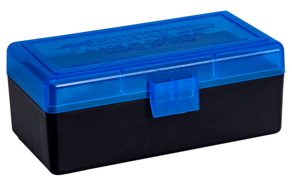 Berry's 38 Special/357 Mag 50-Round Ammo Storage Box Blue and Black Polypropylene