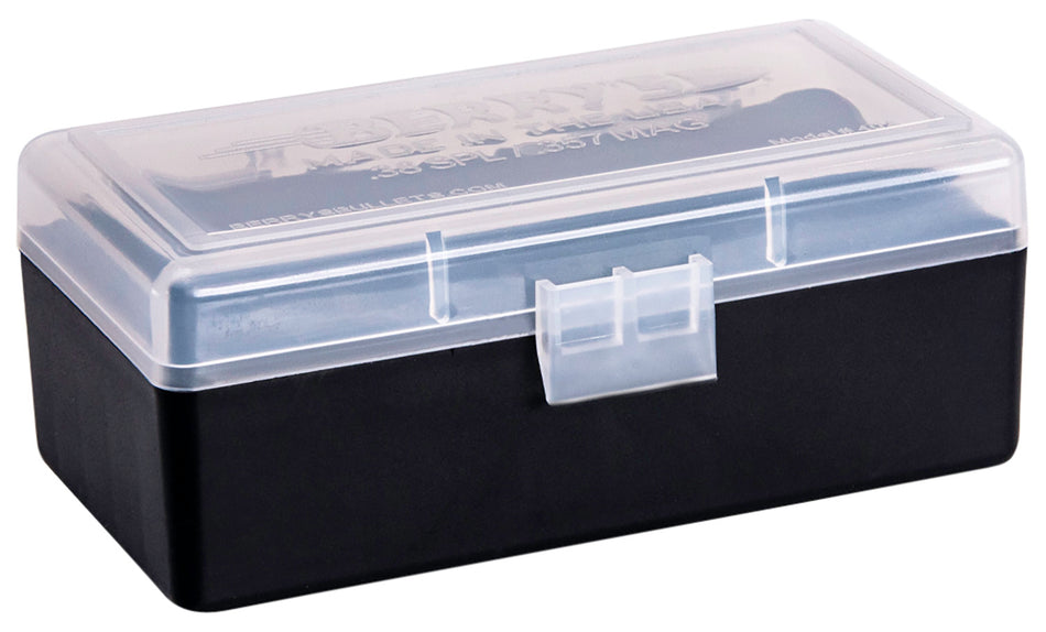 Berry's 38 Special/357 Mag 50-Round Ammo Storage Box Clear and Black Polypropylene