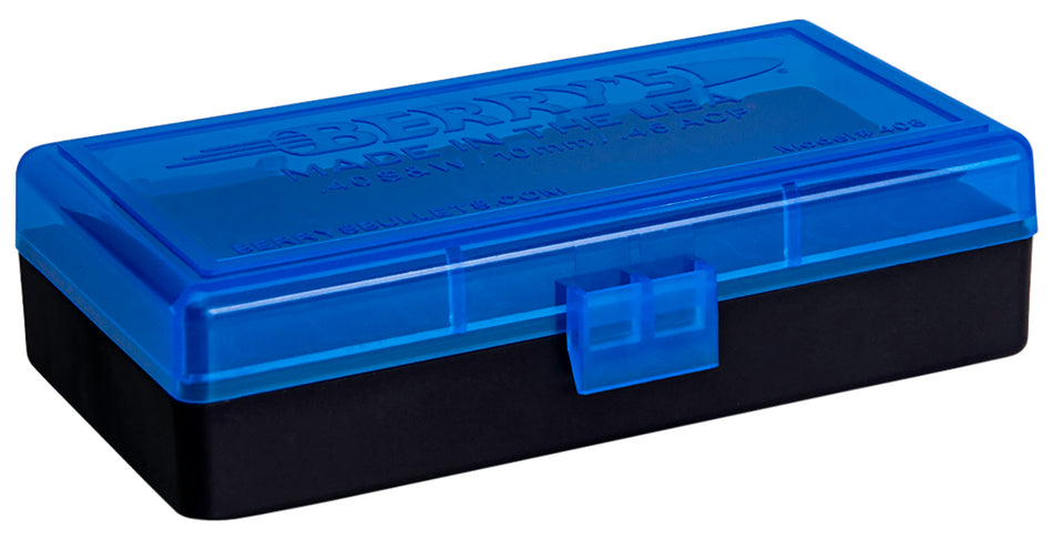 Berry's 40 S&W/45 ACP 50-Round Ammo Storage Box Blue and Black Polypropylene