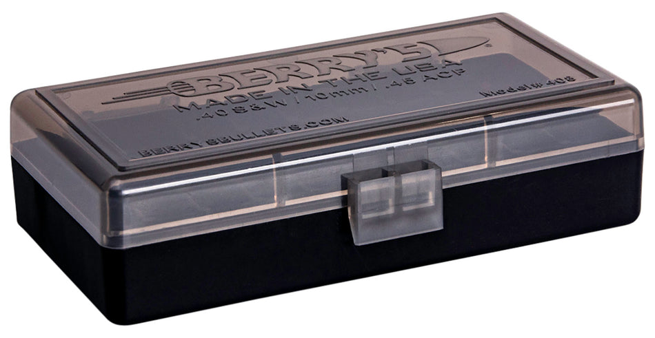 Berry's 40 S&W/45 ACP 50-Round Ammo Storage Box Smoke and Black Polypropylene