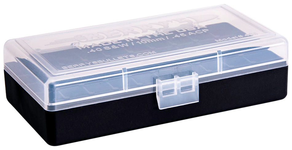 Berry's 40 S&W/45 ACP 50-Round Ammo Storage Box Clear and Black Polypropylene