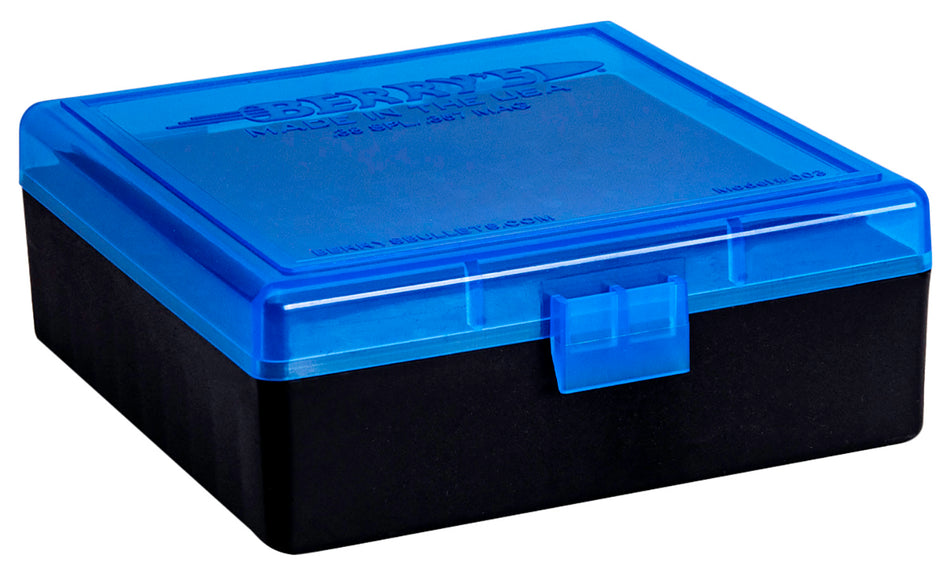 Berry's 95182 100-Round Ammo Storage Box 38Special/357Mag Blue/Black Polypropylene