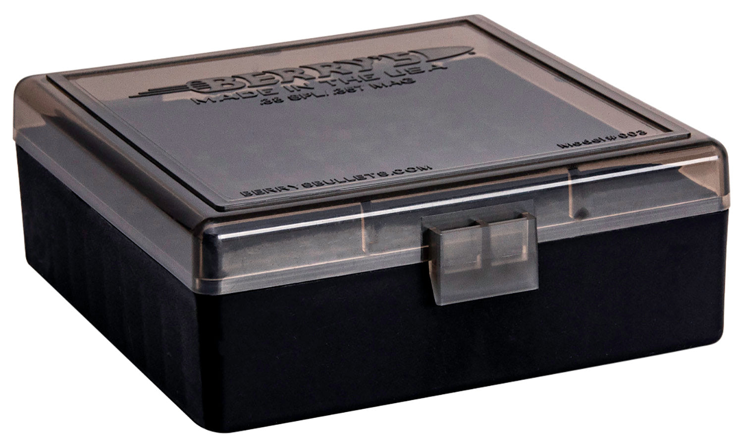 Berry's 75321 100-Round Ammo Storage Box 38Special/357Mag Smoke/Black Polypropylene
