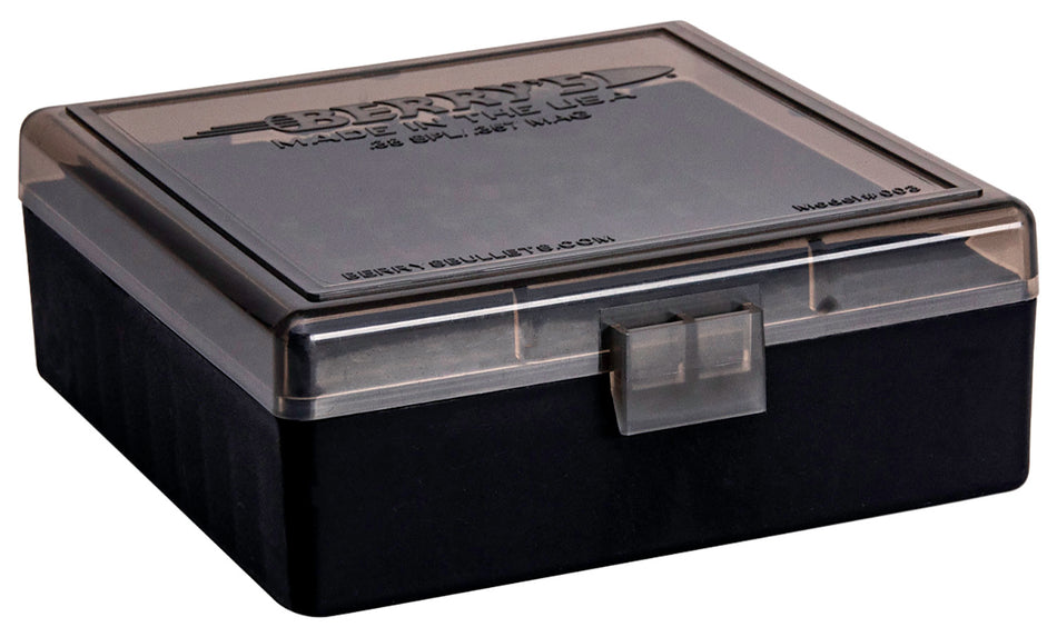 Berry's 75321 100-Round Ammo Storage Box 38Special/357Mag Smoke/Black Polypropylene