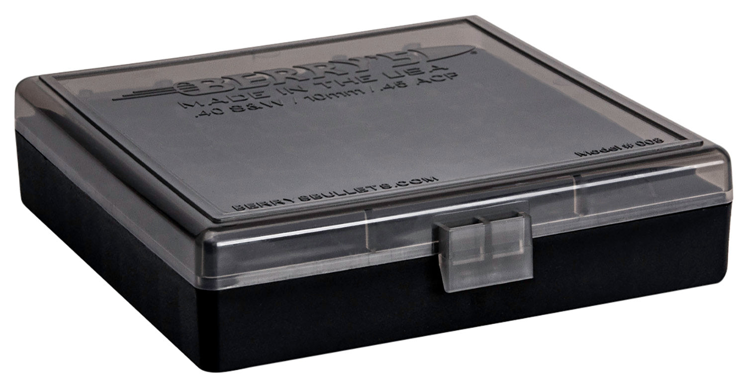 Berry's 92199 100-Round Ammo Storage Box 40S&W/45ACP Smoke/Black Polypropylene
