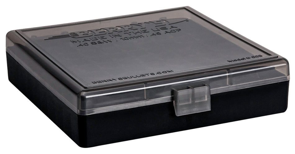 Berry's 92199 100-Round Ammo Storage Box 40S&W/45ACP Smoke/Black Polypropylene