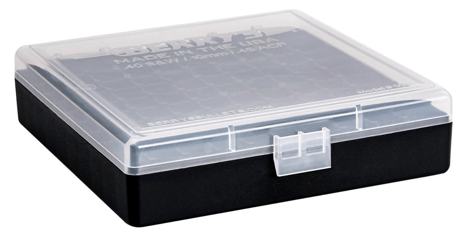 Berry's 16678 100-Round Ammo Storage Box 40S&W/45ACP Clear/Black Polypropylene