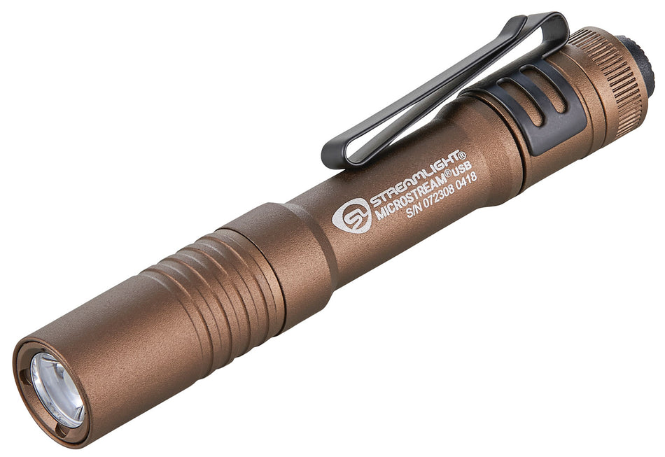 Streamlight MicroStream USB Rechargeable Pocket Light, Coyote Finish, 250 Lumen Max