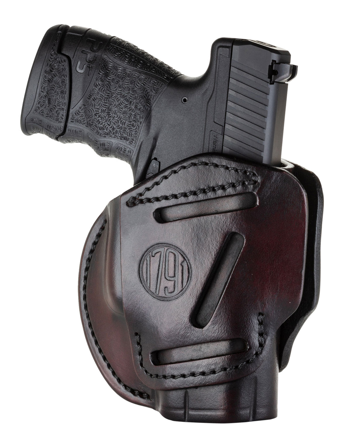 1791 Gunleather 3WH3SBRA 3-Way Concealment Holster Size 03 Signature Brown Leather Loop Glock 26 Ruger LC9 Springfield Hellcat Ambidextrous