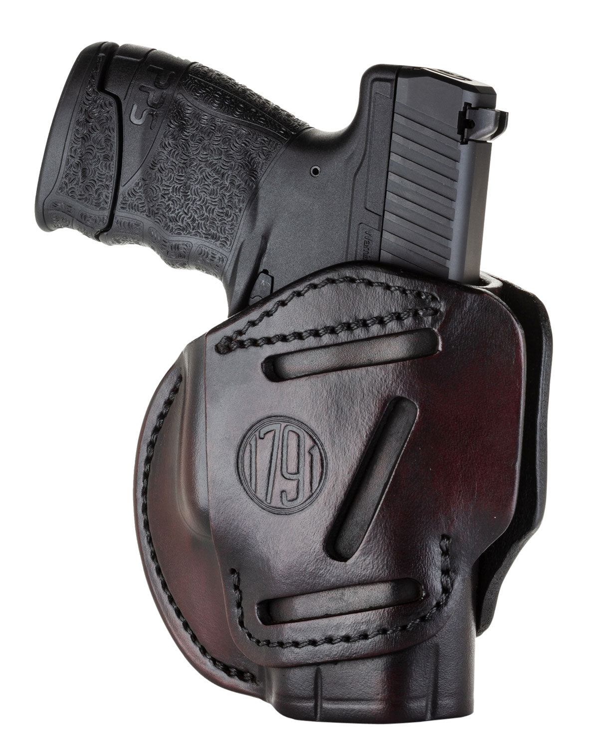 1791 Gunleather 3WH3SBRA 3-Way Concealment Holster Size 03 Signature Brown Leather Loop Glock 26 Ruger LC9 Springfield Hellcat Ambidextrous