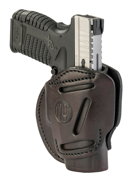 1791 Gunleather 3WH4SBRA 3-Way Concealment Holster Size 04 Signature Brown Leather Loop Springfield XD Walther PPS Taurus G2C Ambidextrous