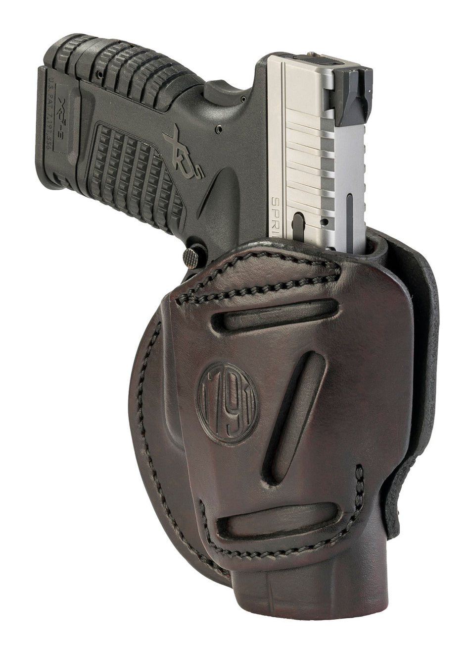 1791 Gunleather 3WH4SBRA 3-Way Concealment Holster Size 04 Signature Brown Leather Loop Springfield XD Walther PPS Taurus G2C Ambidextrous