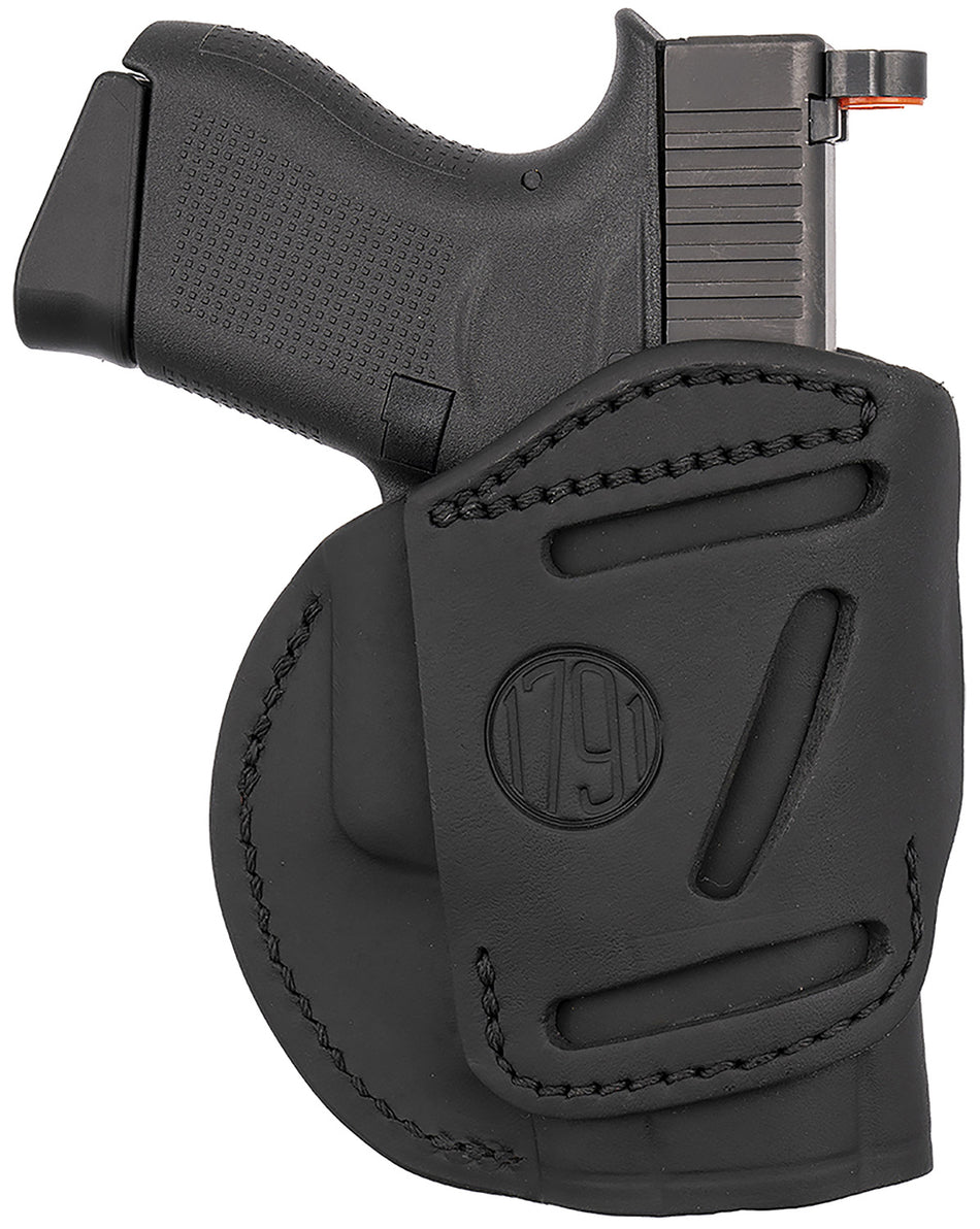 1791 Gunleather 4WH3SBLL 4-Way Concealment Holster Size 03 Stealth Black Leather Clip Glock 26 S&W M&P Shield 2.0 Ruger LC9 Left Hand
