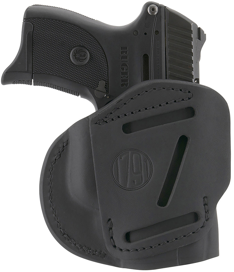 1791 Gunleather 4WH4SBLL 4-Way Concealment Holster Size 04 Stealth Black Leather Clip Springfield XD XDS S&W Shield Plus Left Hand