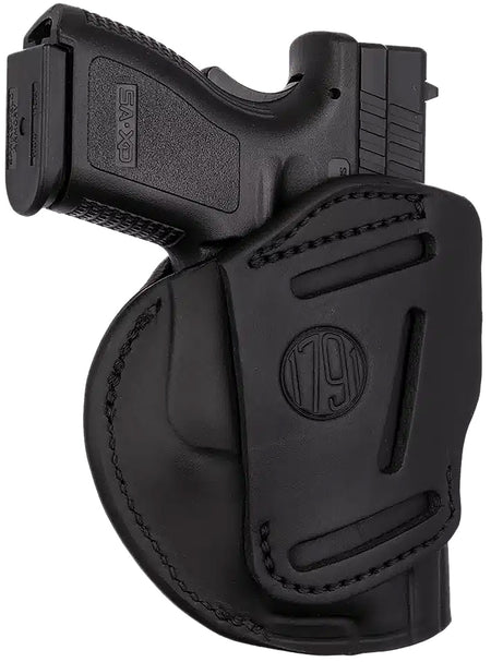 1791 Gunleather 4WH5SBLL 4-Way Concealment Holster Size 05 Stealth Black Leather Clip Glock 17 Springfield XD S&W M&P Left Hand
