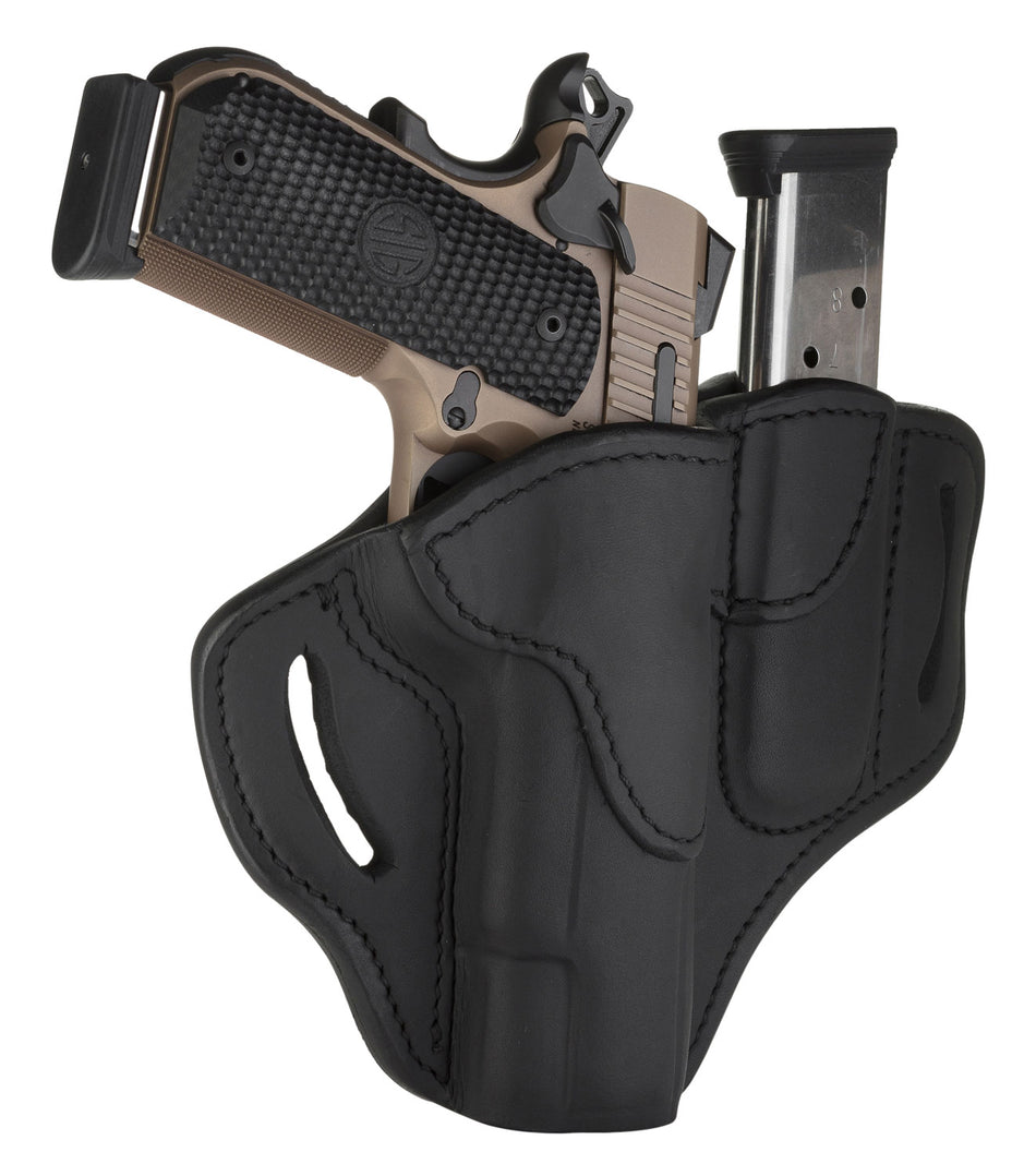 1791 Gunleather BH1M1SBLR Combo 1911 OWB Belt Holster with Magazine Carrier Size 01 Stealth Black Leather 4-5 Inch Right Hand