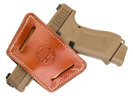 1791 Gunleather UIW-X Universal IWB OWB Holster, Classic Brown Leather Belt Clip, Fits Mid & Large Frame Autos with Rail/Laser/Light, Ambidextrous