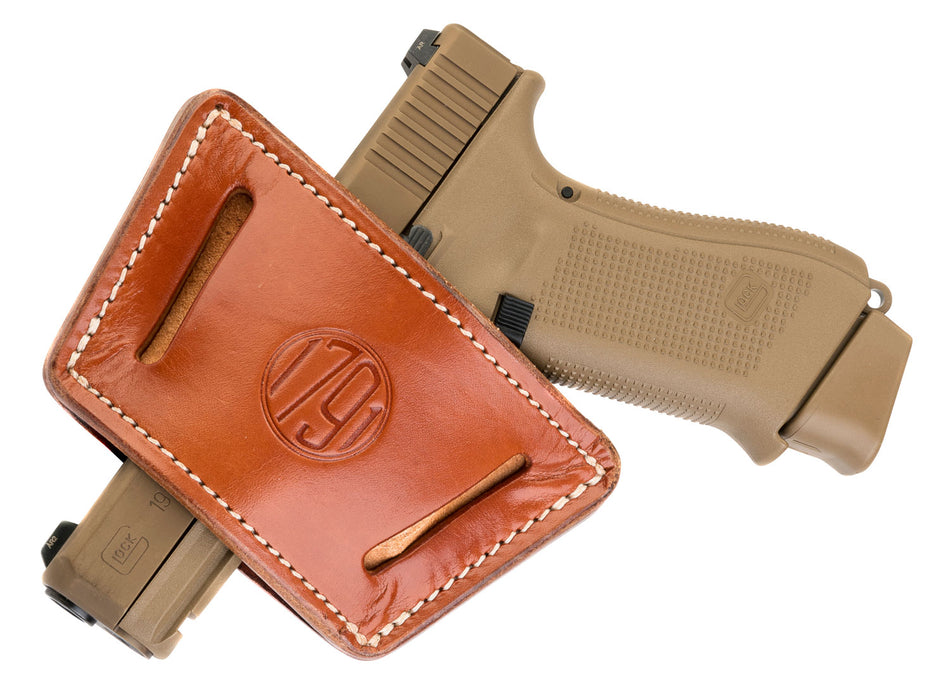 1791 Gunleather UIW-X Universal IWB OWB Holster, Classic Brown Leather Belt Clip, Fits Mid & Large Frame Autos with Rail/Laser/Light, Ambidextrous