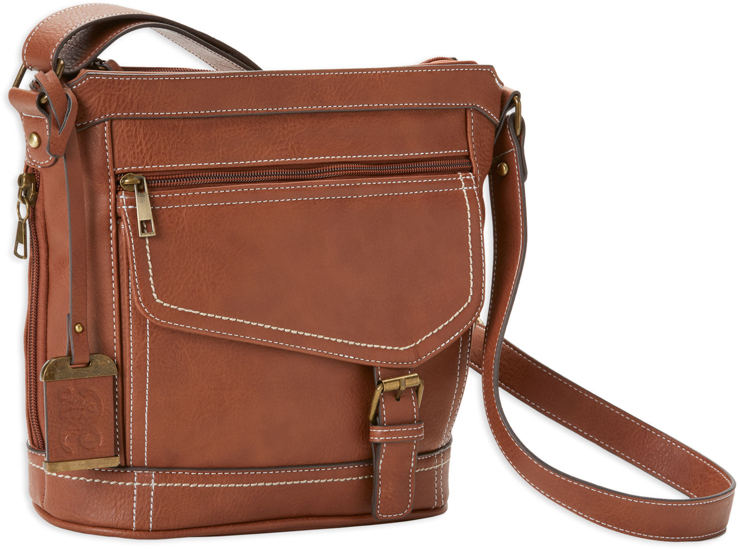 Bulldog BDP045 Brown PU Leather Bucket Purse with Holster Fits Most Small Autos and Revolvers Ambidextrous