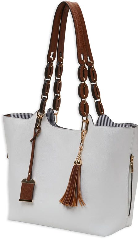 Bulldog BDP055 White Leather Braided Tote Purse with Holster Fits Most Small Autos and Revolvers