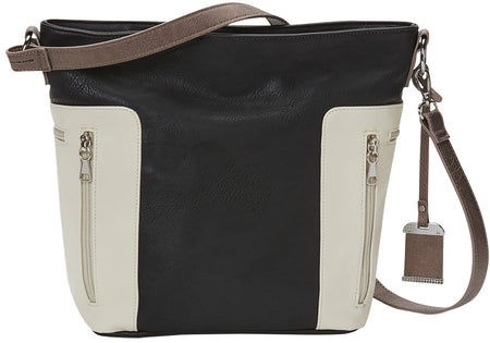 Bulldog BDP070 Black Tan Trim PU Leather Convertible Hobo Purse with Holster for Small Autos and Revolvers