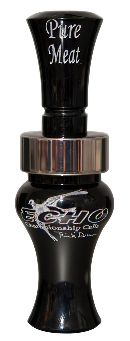 Echo Pure Meat Double Reed Open Duck Call Black Acrylic Mallard Sounds