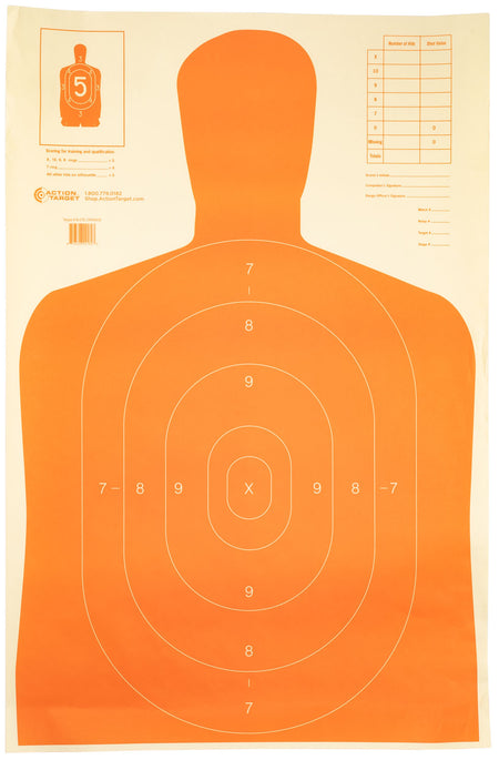 Action Target B27EORANGE Economy B-27 Orange Silhouette Qualification Paper Target 23" x 35" 100-Pack