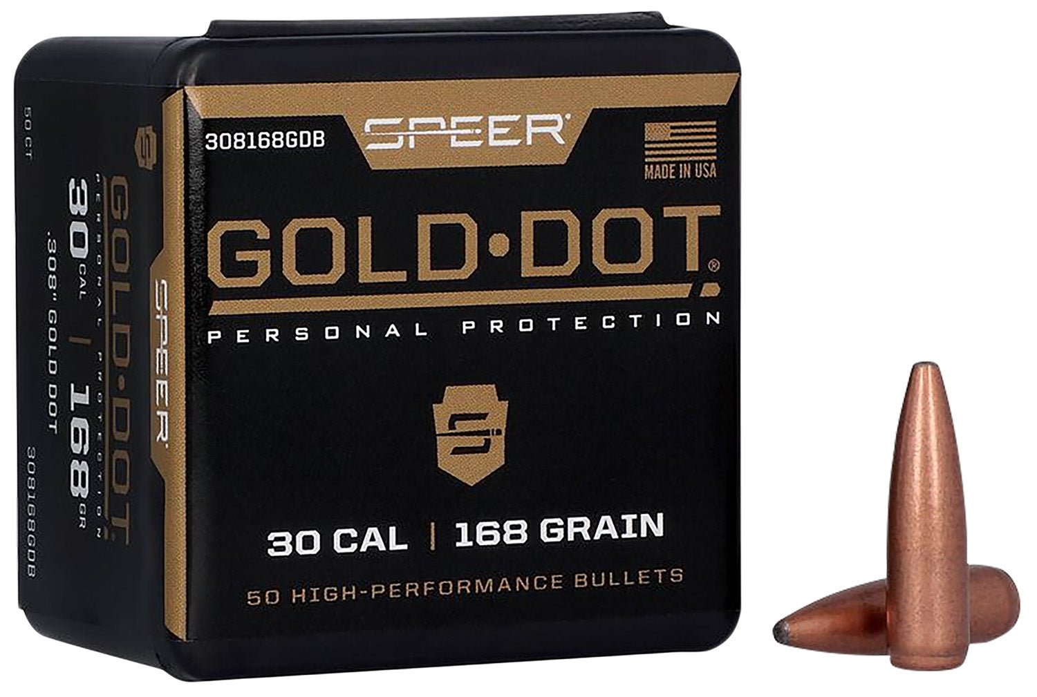 Speer Gold Dot .30 Cal 168 Grain Soft Point Reloading Bullets 50/Box