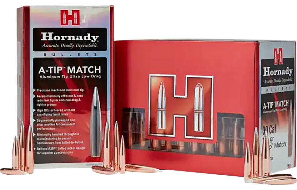 Hornady A-Tip Match .338 300 Grain 338 Caliber Low Drag Bullets 100 Per Box