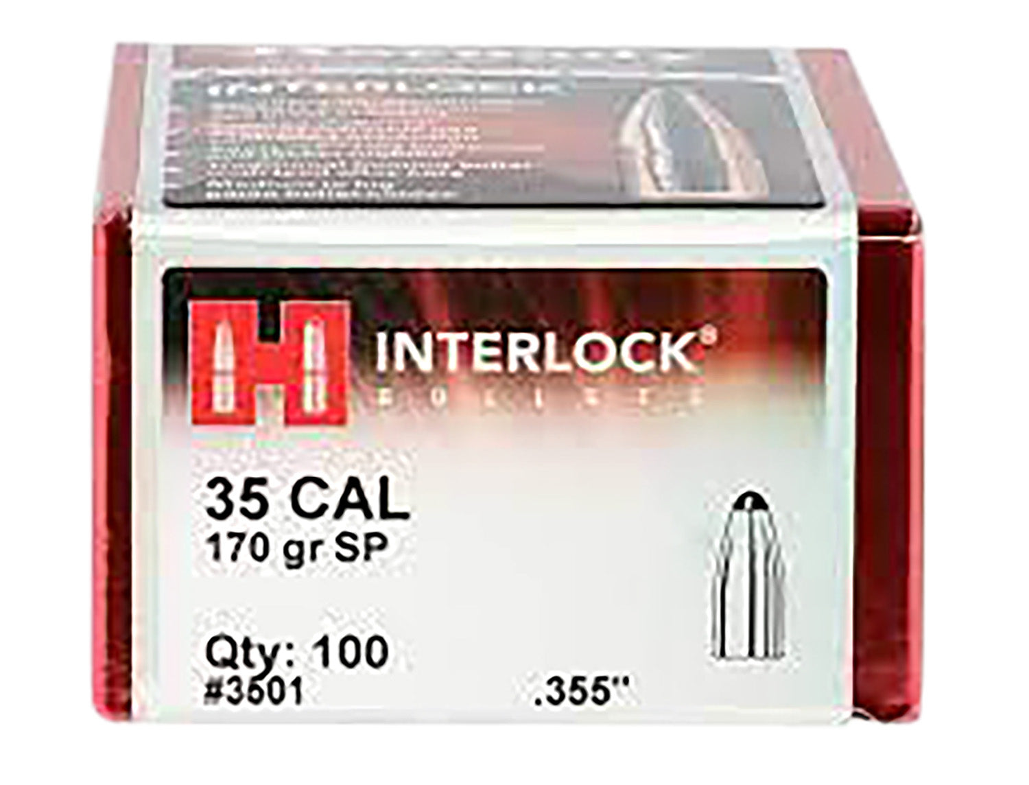 Hornady InterLock .355 170 Grain 35 Caliber Controlled Expansion Bullets 100 Per Box