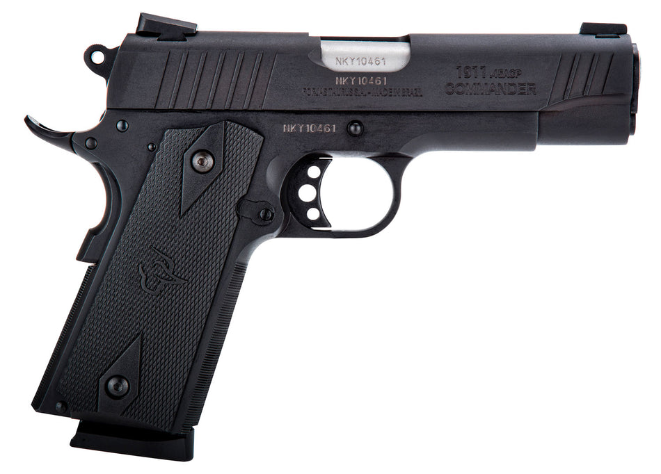 1911 Commander .45 ACP Pistol, Black Finish, 4.25" Barrel, 8+1 Capacity, Adjustable Sights