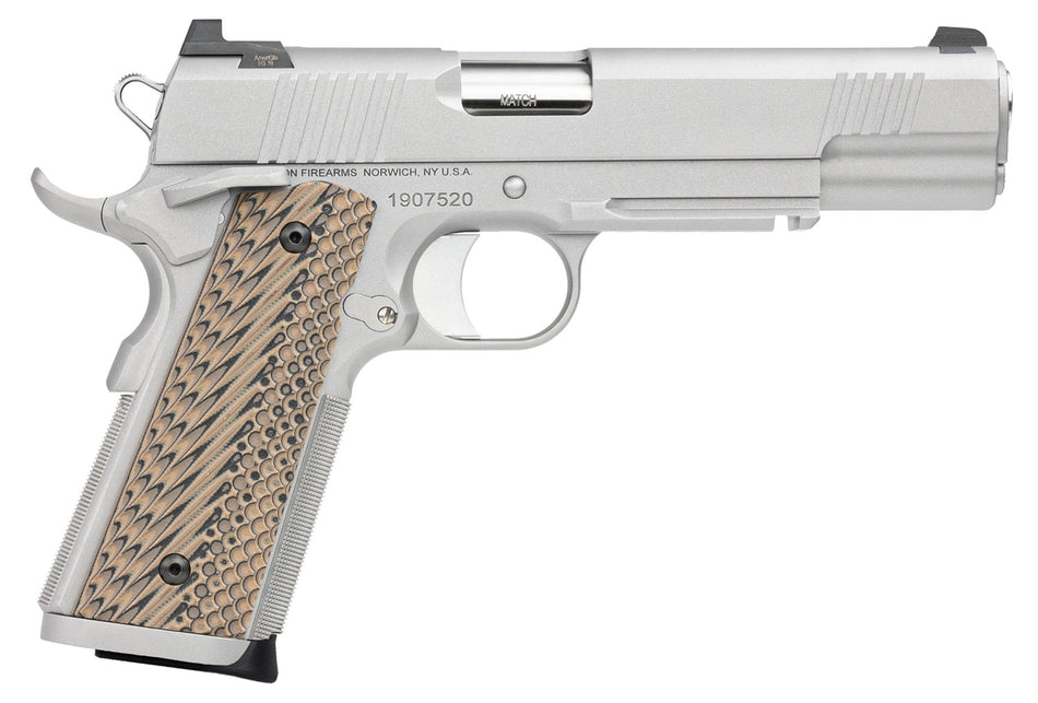 Dan Wesson 01815 Specialist 10mm Auto Pistol, 8+1 Capacity, 5" Stainless Barrel, Picatinny Rail & Beavertail Frame, Serrated Bead Blasted Slide, Black/Brown G10 Grips
