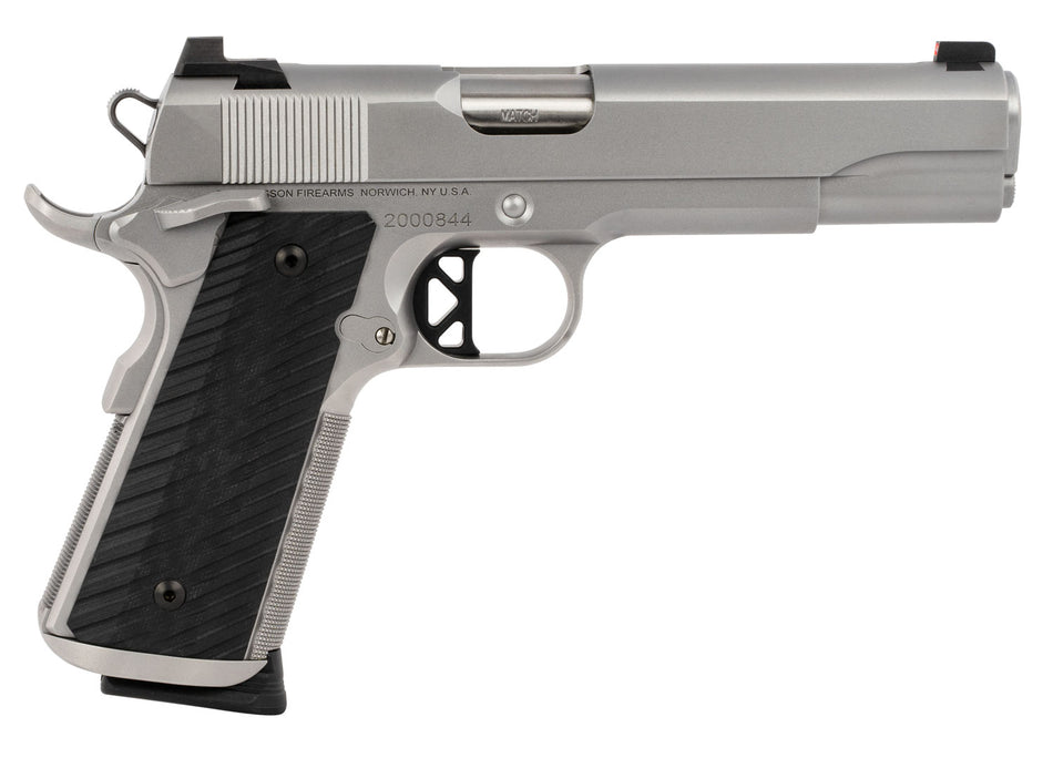 Dan Wesson 01824 Valor .45 ACP Pistol, 8+1 Capacity, 5" Stainless Barrel, Bead Blasted Serrated Slide & Frame w/Beavertail & Picatinny Rail, Black G10 Grips