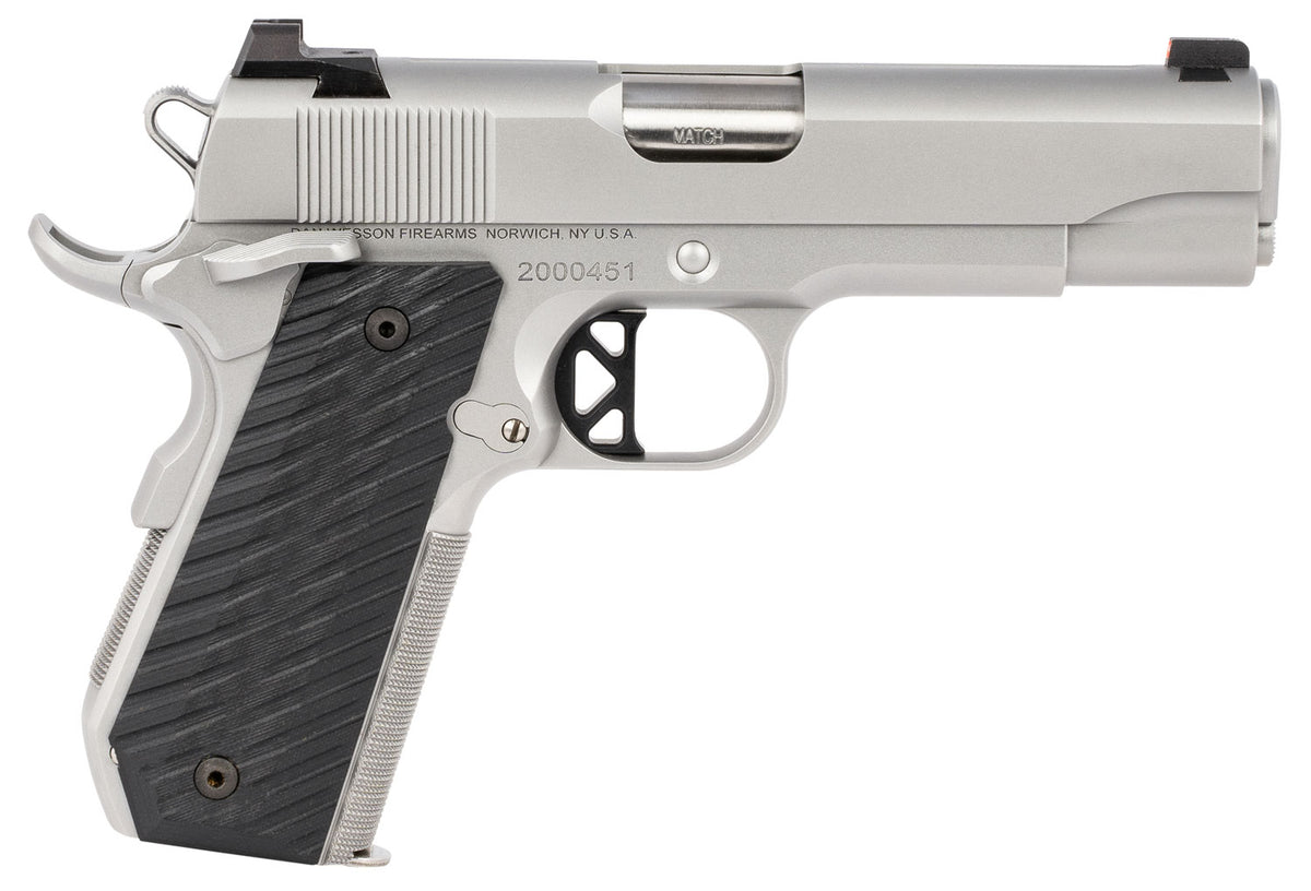 Dan Wesson 01827 V-Bob .45 ACP Pistol, 8+1 Capacity, 4.25" Match Grade Barrel, Forged Stainless Frame w/Beavertail, Serrated Bead Blasted Slide, Black G10 Grips