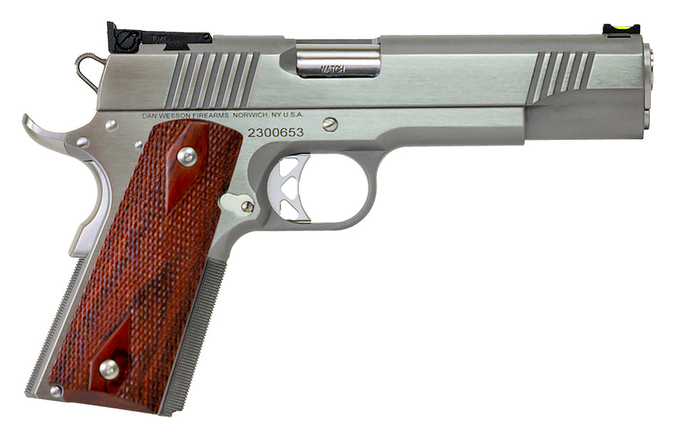 Dan Wesson 01943 Pointman .45 ACP Pistol, 8+1 Capacity, 5" Barrel, Stainless Finish, Beavertail Frame, Serrated Brushed Slide, Cocobolo Grips
