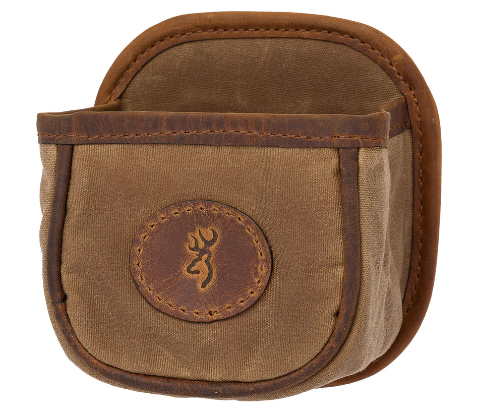 Browning Santa Fe Tan Canvas Leather Shell Box Carrier with Metal Belt Clip