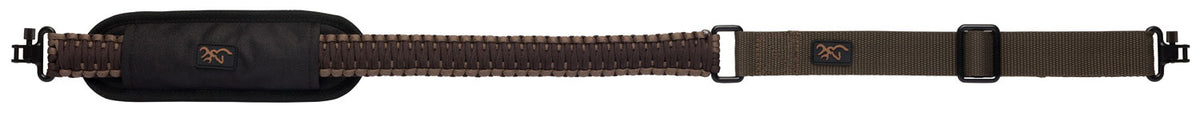Browning Paracord Adjustable Rifle Shotgun Sling - Brown/Tan with Metal Swivels