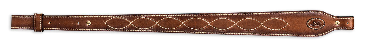 Browning Heritage Adjustable Rifle Sling - Brown Latigo Leather with Suede Backing