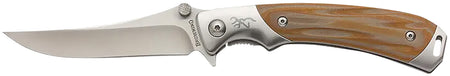 Browning 3220330 Wicked Wing 3.50" Folding Trailing Point Satin Stainless Steel Blade G10 Amber Handle