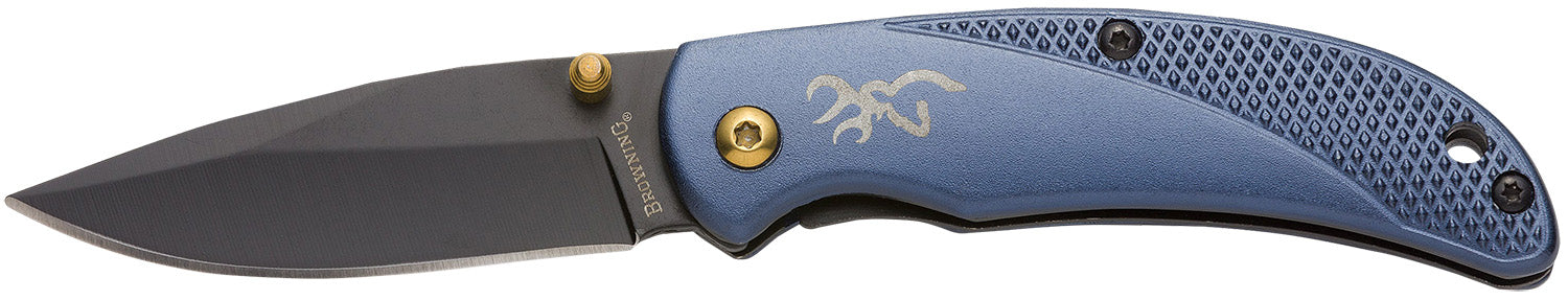 Browning 3220341 Prism 3 Folding Pocket Knife 2.38" Black Oxide SS Blade Navy Blue Aluminum Handle