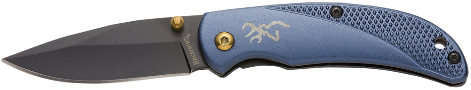 Browning 3220341 Prism 3 Folding Pocket Knife 2.38" Black Oxide SS Blade Navy Blue Aluminum Handle