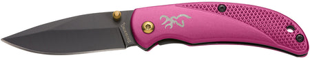Browning 3220343 Prism 3 Folding Pocket Knife 2.38" Black Oxide SS Blade Plum Aluminum Handle w/Brass Accents