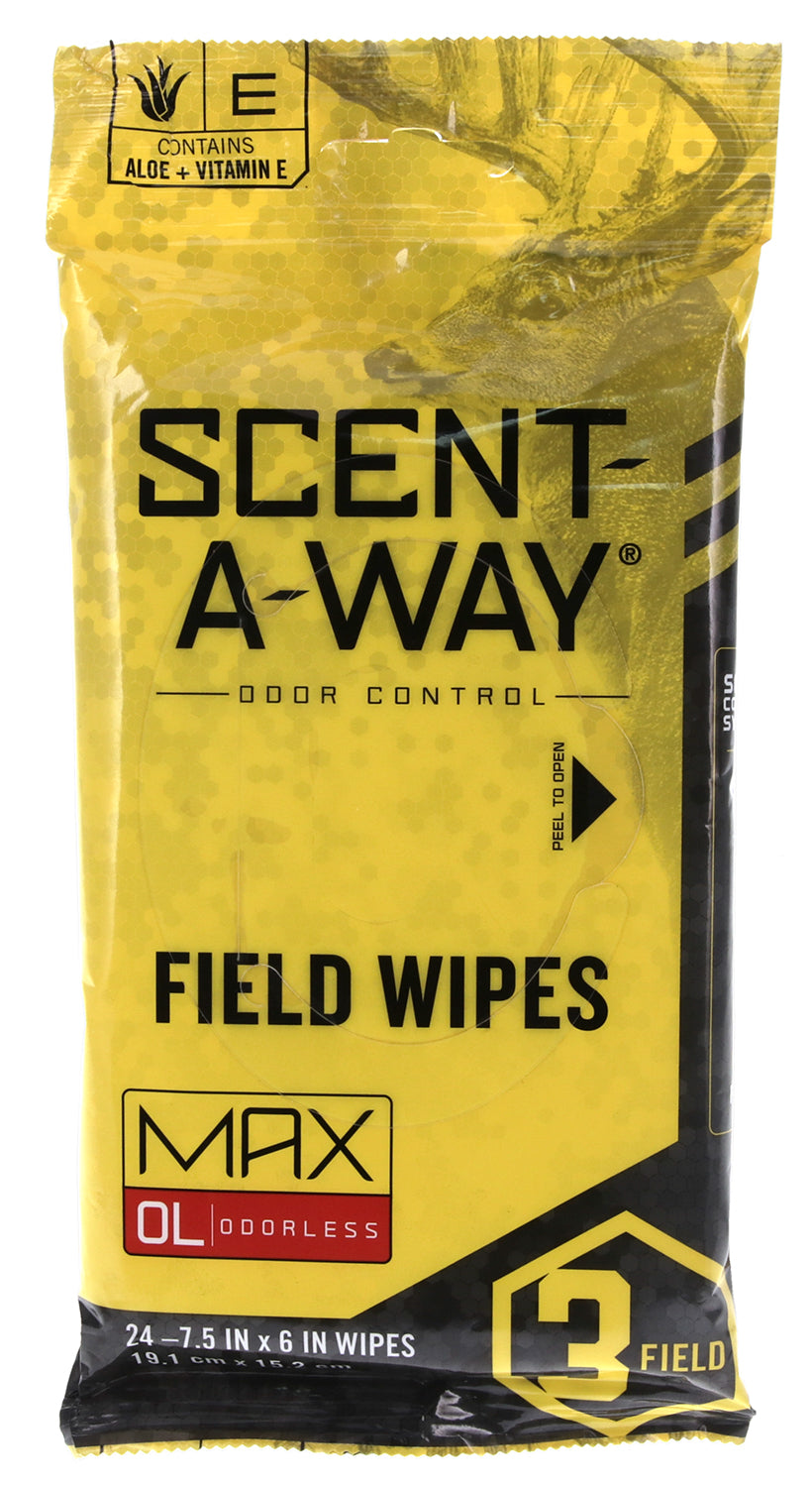 Scent-A-Way Max Odorless Odor Eliminator Field Wipes 24 Per Pack